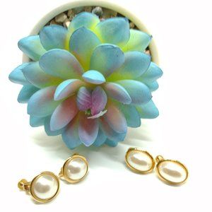 Vintage Napier Pearl Screw Back Earrings - 2 Sets